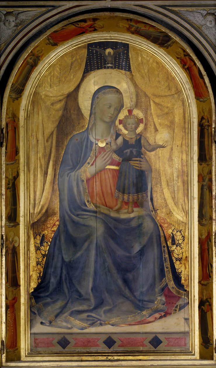 Neitsyellä on Liniersin lapsi tai tabernaakkeli (alttaritaulu) (tabernacolo dei Linaioli) (alttaritaulu) tekijältä Fra  Angelico