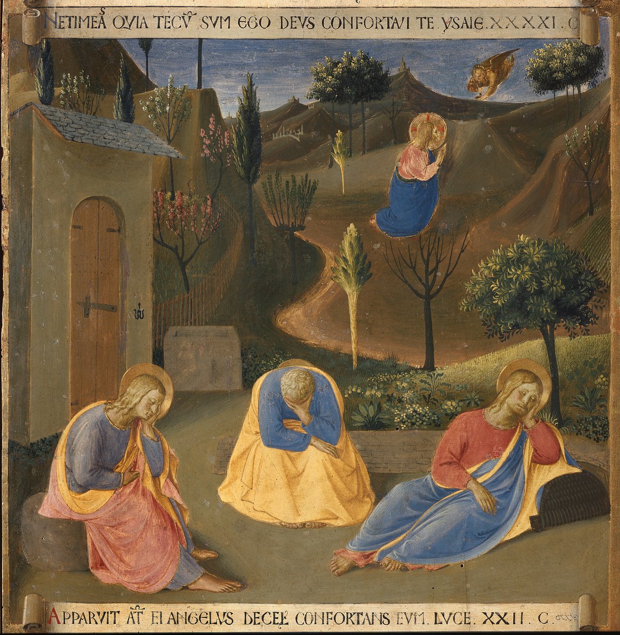 Tuska Getsemanen puutarhassa. Kristuksen elämä, Armadio degli Argenti. (Tempera puulla tekijältä Fra  Angelico
