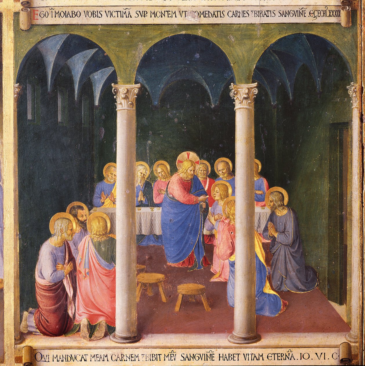Ehtoollinen. Kristuksen elämä, hopeinen vaatekaappi. (Tempera puulla tekijältä Fra  Angelico
