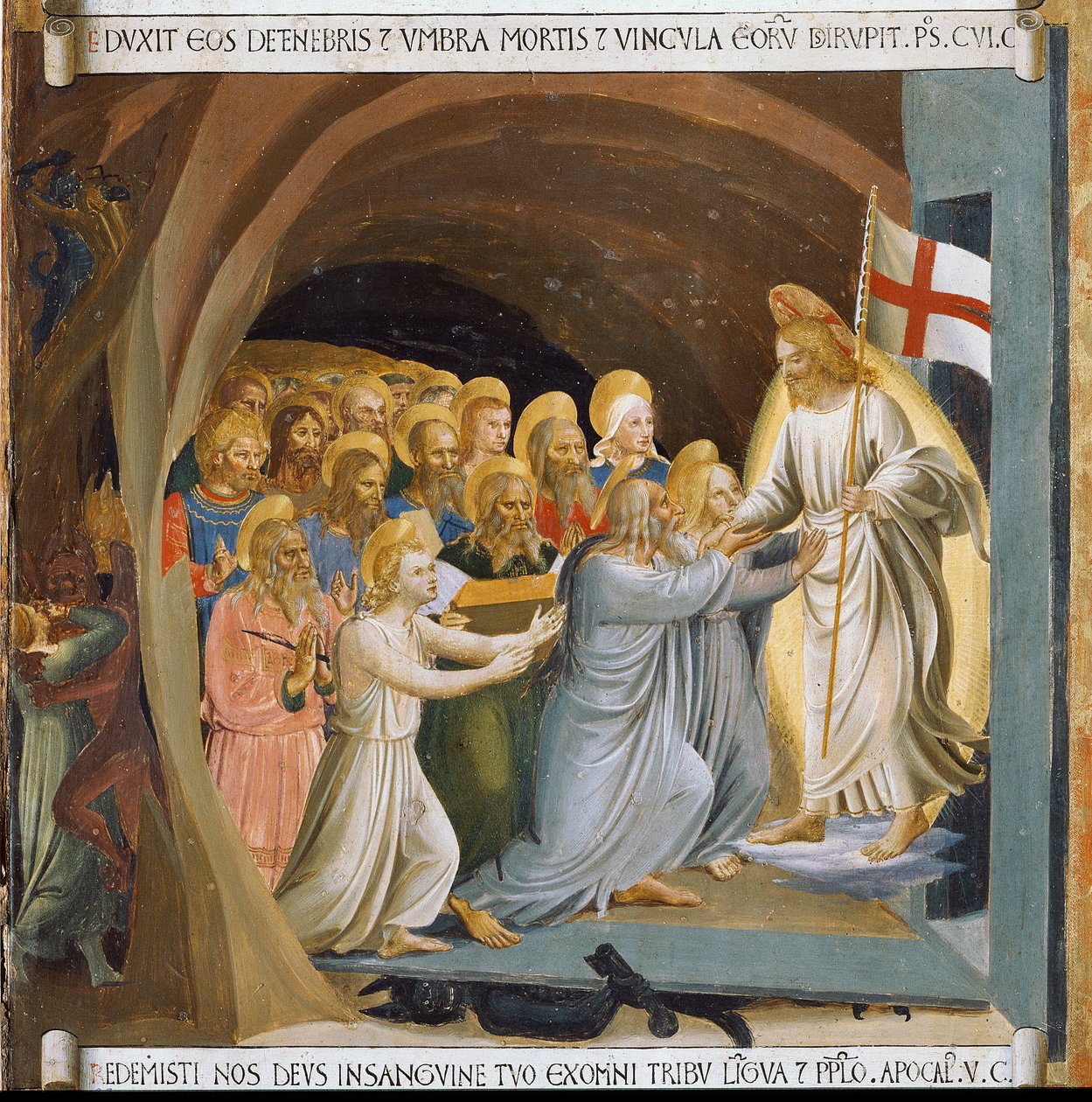 Kristuksen laskeutuminen epävarmuuteen. Kristuksen elämä, Armadio degli Argenti. (Tempera puulla tekijältä Fra  Angelico