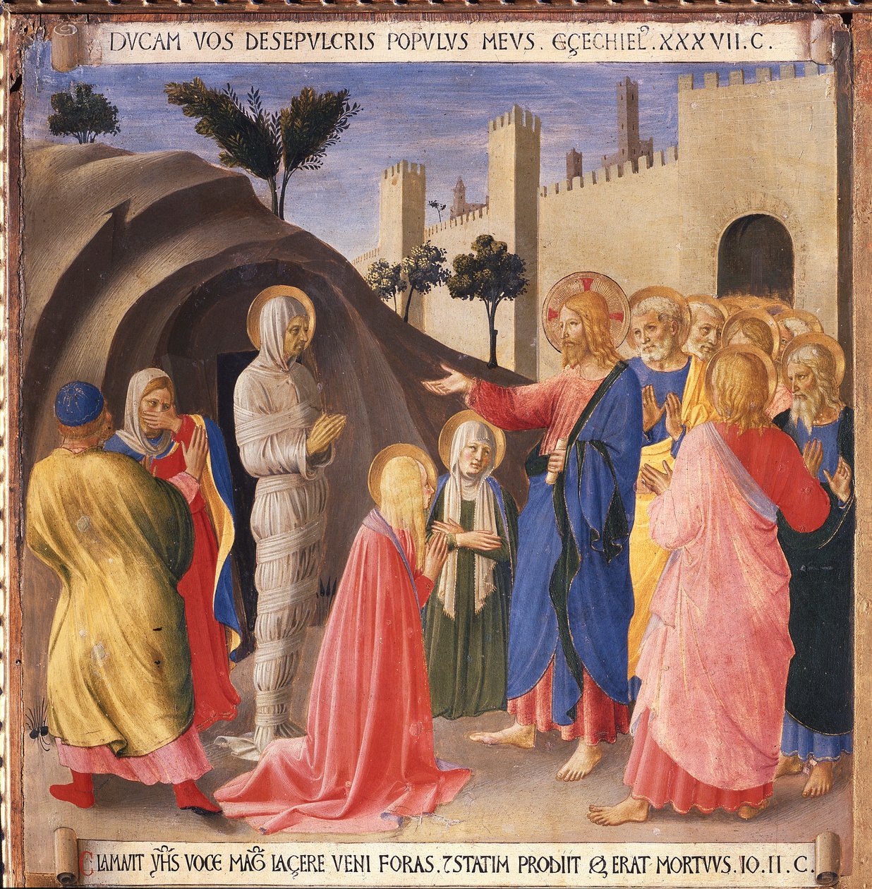 Lasaruksen ylösnousemus. Kristuksen elämä, hopeinen vaatekaappi. (Tempera puulla tekijältä Fra  Angelico