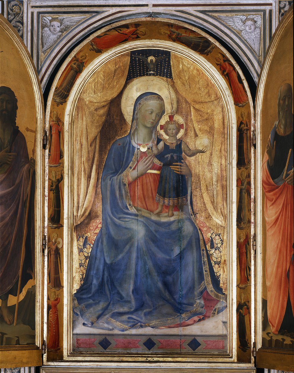 Neitsyt lapsen kanssa. Linaiolin avoin tabernaakkeli (maalaus puulle tekijältä Fra  Angelico