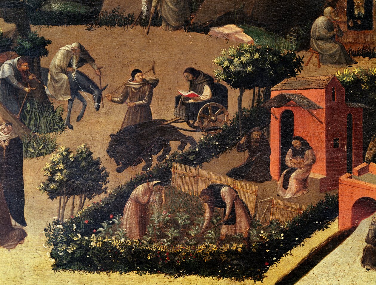 Munkit töissä, yksityiskohta La Thebaidista tekijältä Fra (c.1400 55) Angelico