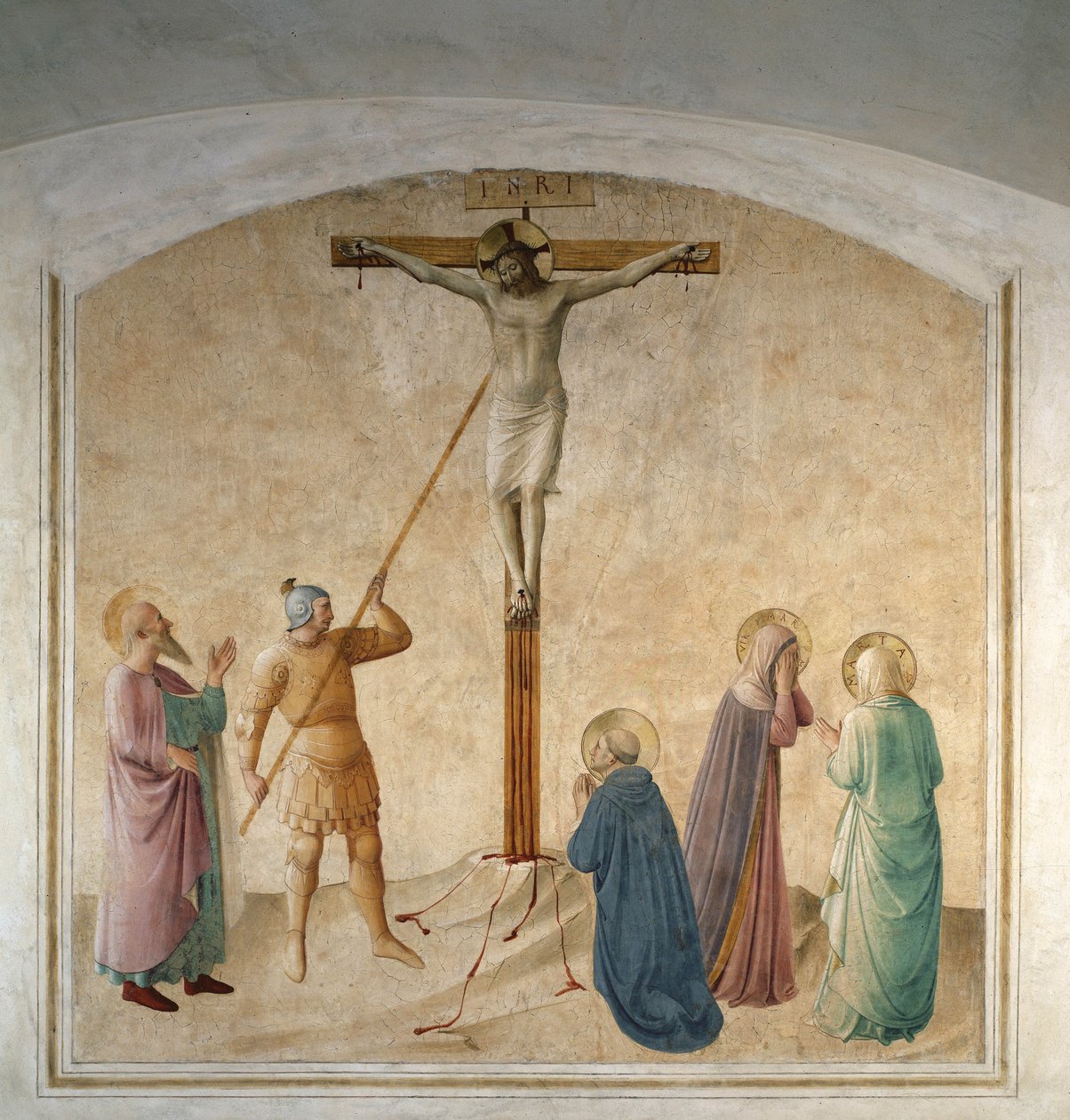 Kristus ristiinnaulittiin pyhän Longinin kanssa tekijältä Fra Angelico