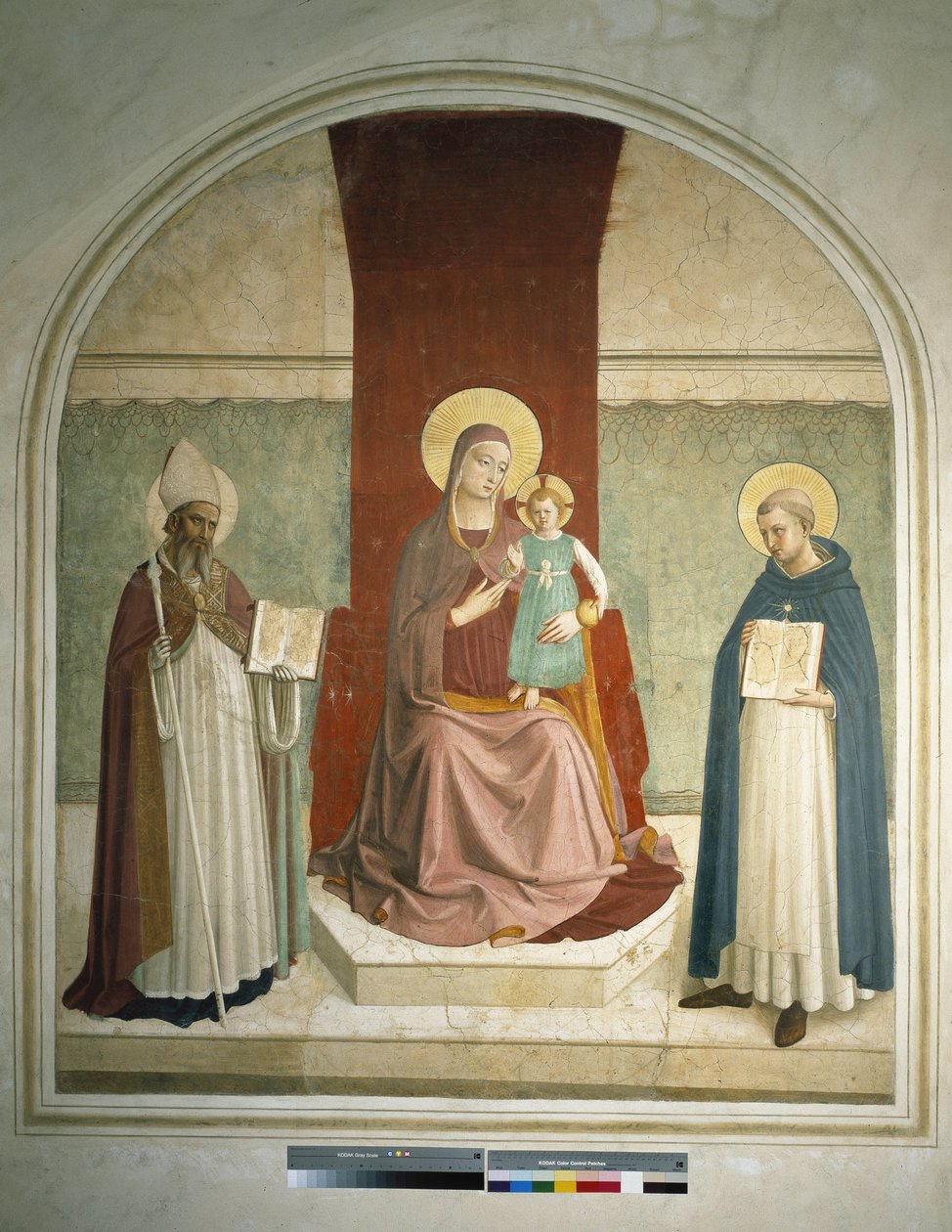 Madonna ja lapsi Pyhän Franciscuksen ja Pyhän Zenobian kanssa. Fresko Guido di Pietro tekijältä Fra Angelico