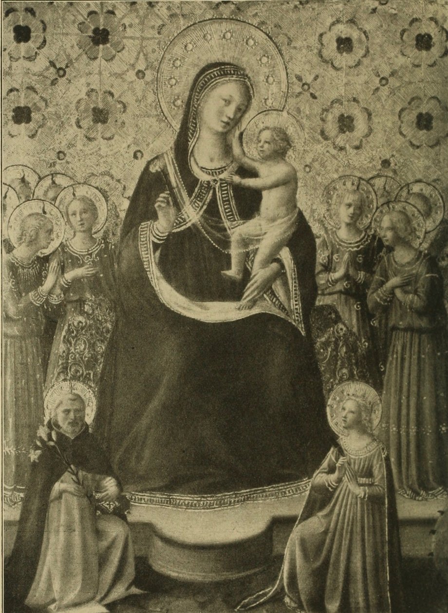 Madonna ja lapsi yhdeksän enkelin ja pyhimysten Dominikuksen ja Katariina Aleksandrialaisen kanssa kruunattuna tekijältä Fra Angelico