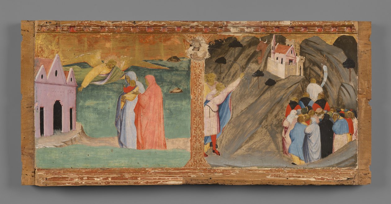 Predella: Zwei Szenen aus der Legende des Heiligen Michael tekijältä Fra Angelico