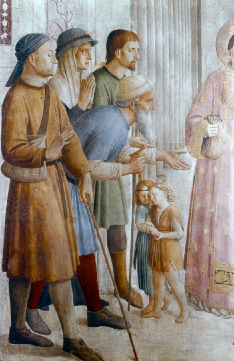 St Laurence jakaa almuja köyhille, 1400-luvun puoliväli tekijältä Fra Angelico