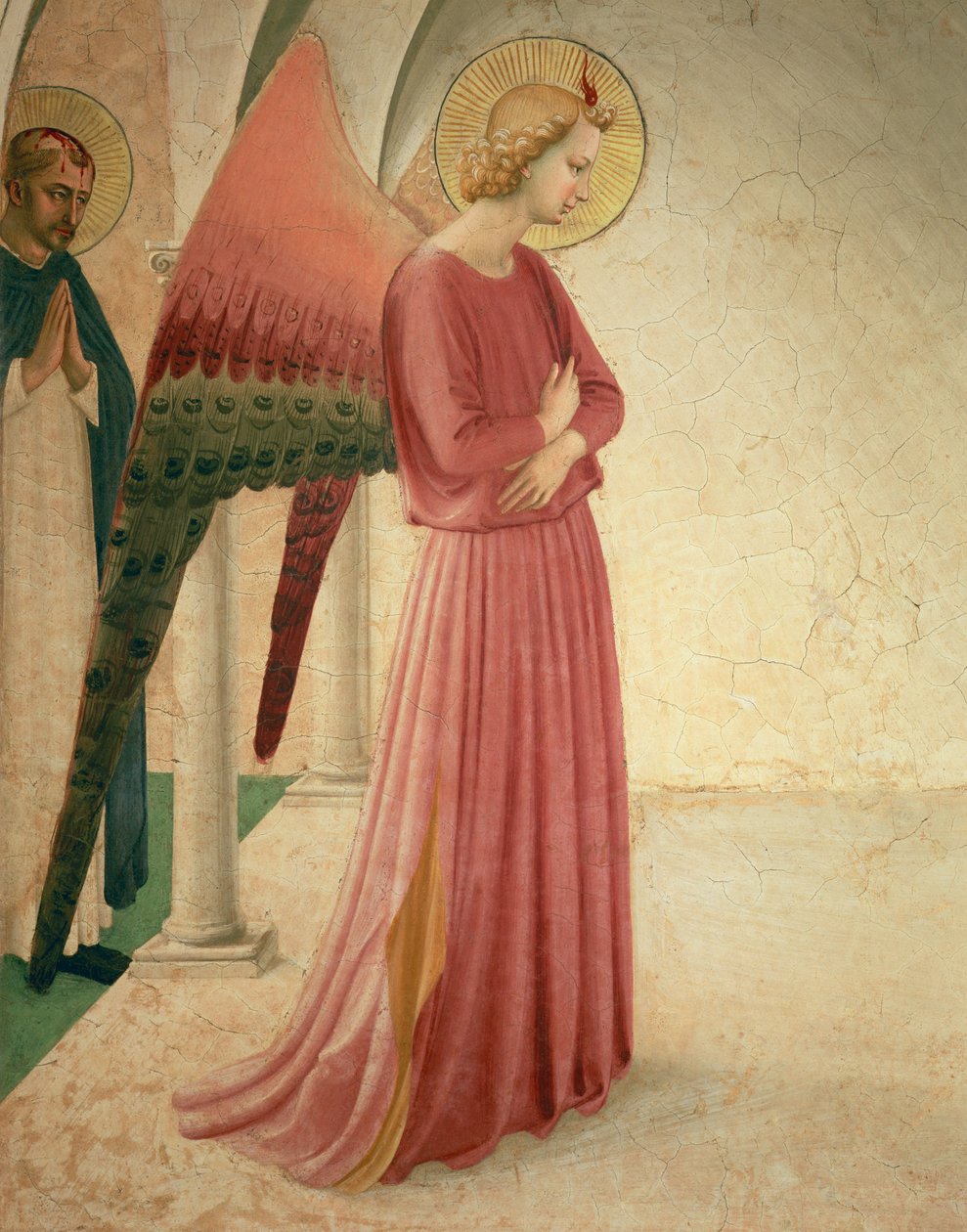 Marian ilmestys, enkeli Gabrielin ja marttyyri Pietarin kuva, fresko vuodelta 1442, ks. 72388. tekijältä Fra Angelico