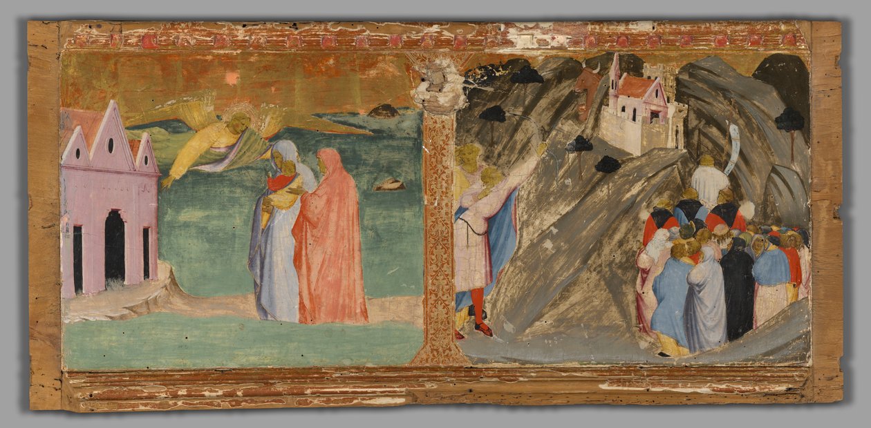 Pyhän Mikaelin ilmestyminen Mont Saint-Michelissä ja härän ihme Monte Garganossa tekijältä Fra Angelico