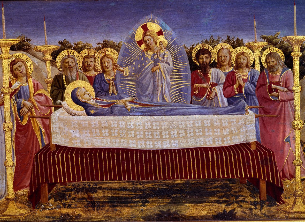 Neitsyt Marian kuolema, yksityiskohta, n.1435, tempera paneelille, 78968:n yksityiskohta. tekijältä Fra Angelico