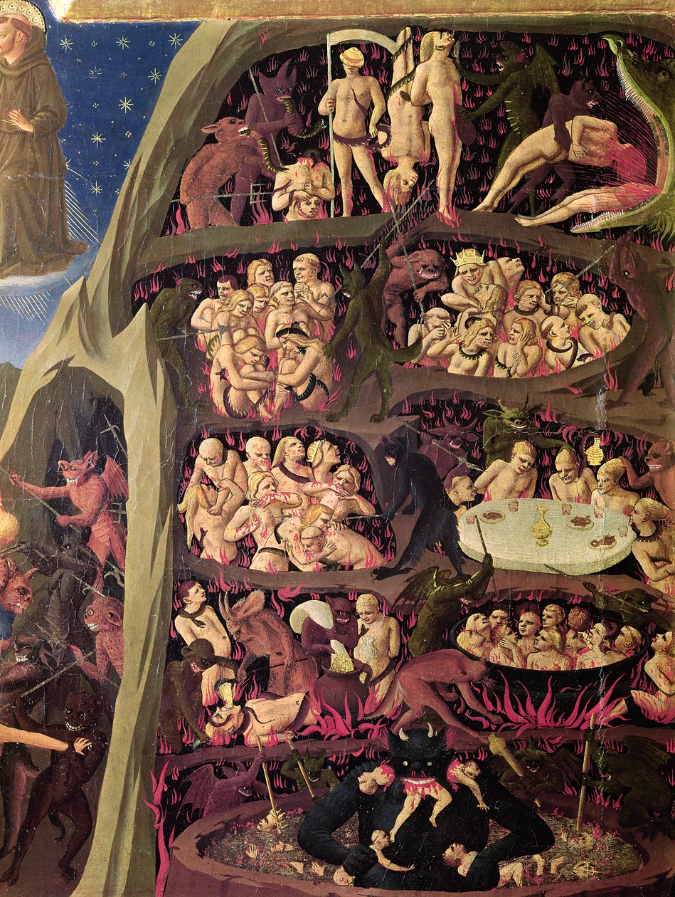 Viimeinen tuomio, yksityiskohta helvetistä, n. 1431 tekijältä Fra Angelico