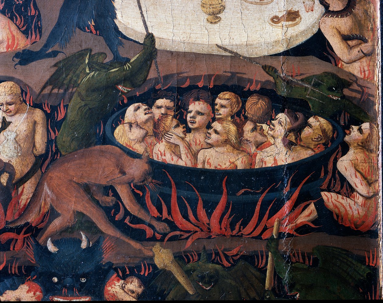 Viimeinen tuomio: Helvetti - Helvetin piireissä kidutettujen kirottujen sielut, 1432-1435 tekijältä Fra Angelico