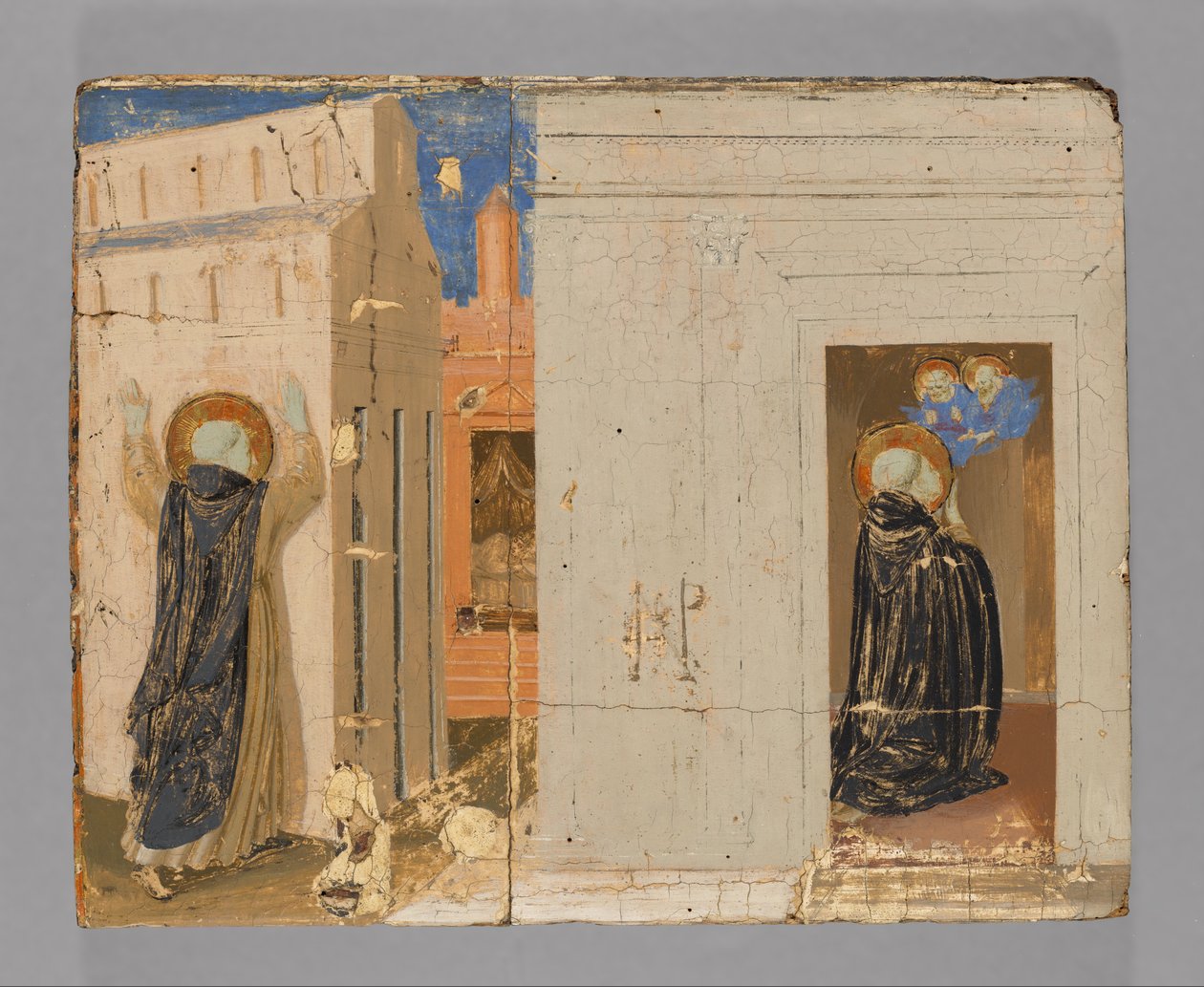 Die Vision von Papst Innozenz III.; Heilige Petrus und Paulus erscheinen dem Heiligen Dominikus tekijältä Fra Angelico
