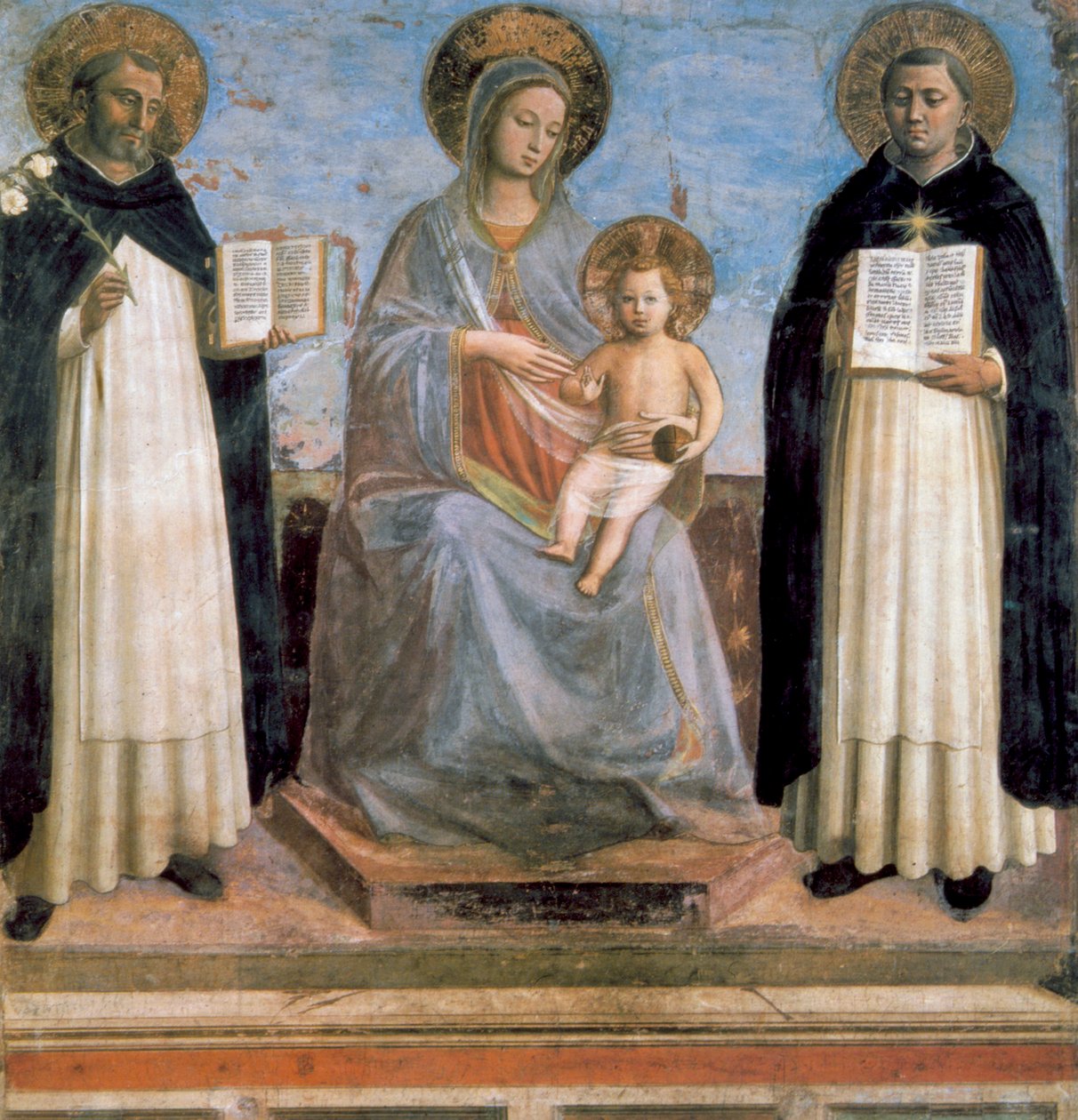 Neitsyt ja lapsi Pyhän Anthony Padovalaisen ja Pyhän Tuomas Akvinolaisen kanssa, 1400-luvun alku tekijältä Fra Angelico