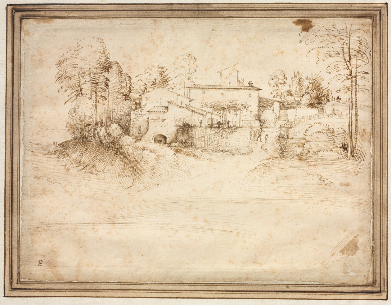 Maalaistalo kukkulan rinteessä, n. 1508. tekijältä Fra Bartolommeo