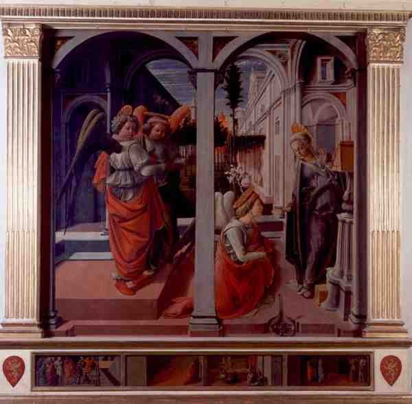 Marian ilmestys, n.1445 (öljy paneelille) (ks. myös 80047) (ks. tarkemmin 99684 & 99686) tekijältä Fra Filippo Lippi