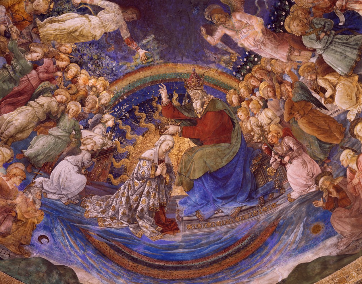 Neitsyen kruunaus, yksityiskohta The Life of the Virgin -syklistä tekijältä Fra Filippo Lippi