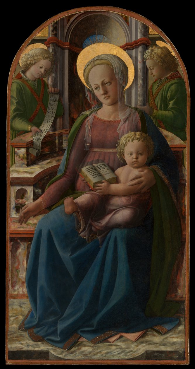 Valtaistuimella istuva Madonna ja lapsi sekä kaksi enkeliä tekijältä Fra Filippo Lippi