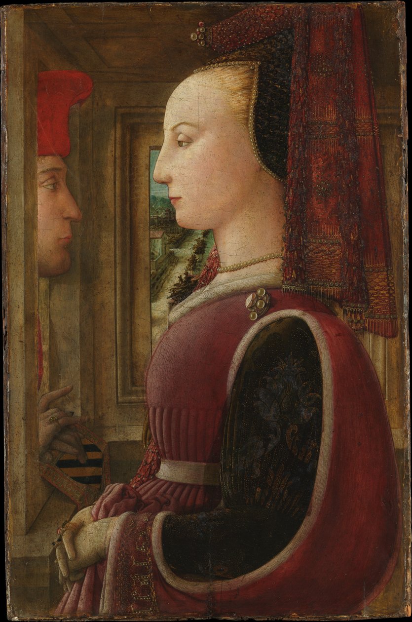 Naisen muotokuva ja mies ikkunan ääressä tekijältä Fra Filippo Lippi