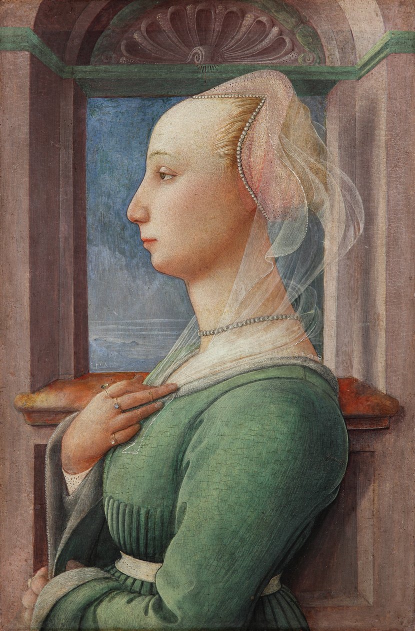 Nuoren naisen profiilimuotokuva tekijältä Fra Filippo Lippi