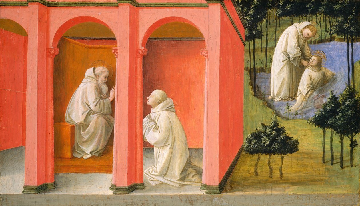 Pyhä Benedictus määräsi pyhän Mauruksen pelastamaan Saint Placiduksen tekijältä Fra Filippo Lippi
