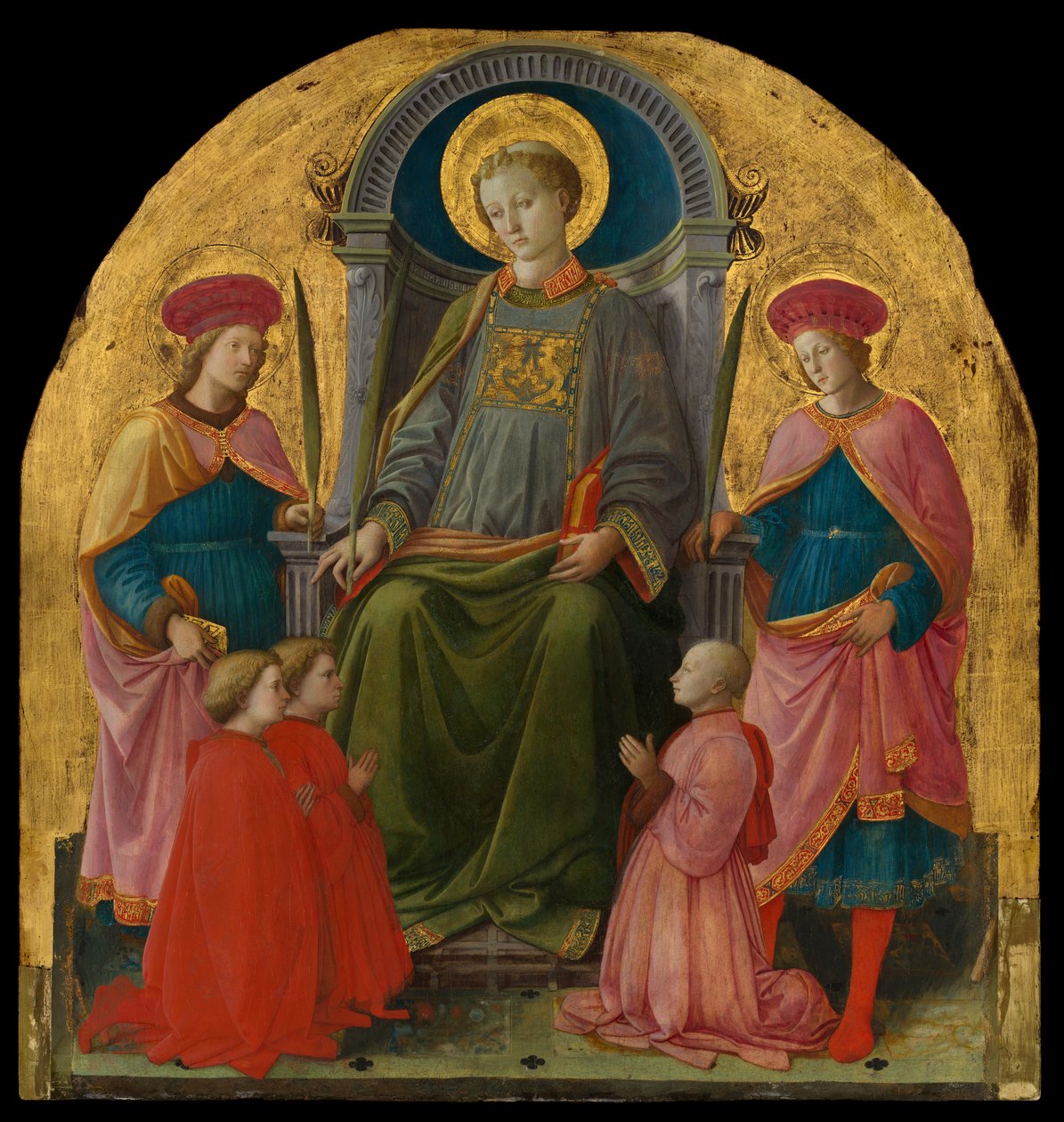 Pyhä Laurentius valtaistuimella pyhimysten ja lahjoittajien kanssa tekijältä Fra Filippo Lippi