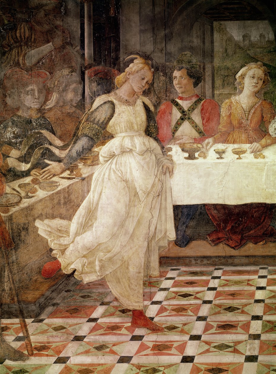 Salome tanssii Herodeksen juhlissa, yksityiskohta SS:n elämien freskosyklistä. Stefanuksen ja Johannes Kastajan freskojaksosta pääkappelista, 1452-64 (ks. myös 87055). tekijältä Fra Filippo Lippi