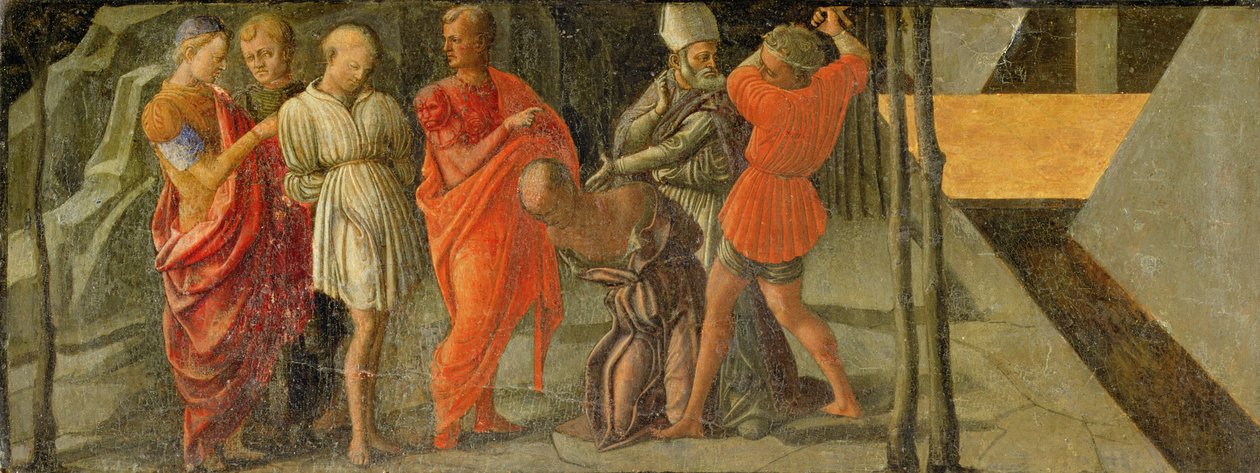 Pyhä Nikolaus pysäyttää epäoikeudenmukaisen teloituksen (Martellin kappelissa) (paneeli) tekijältä Fra Filippo Lippi