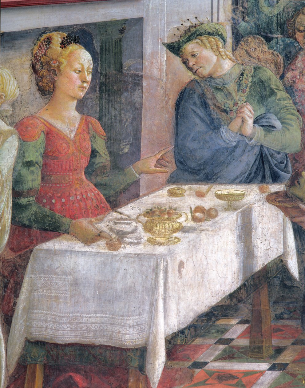 Herodeksen juhla; Herodiusta kuvaava yksityiskohta freskojaksosta The Lives of SS. Stephen ja Johannes Kastaja Capella dell"Assuntasta tekijältä Fra Filippo Lippi