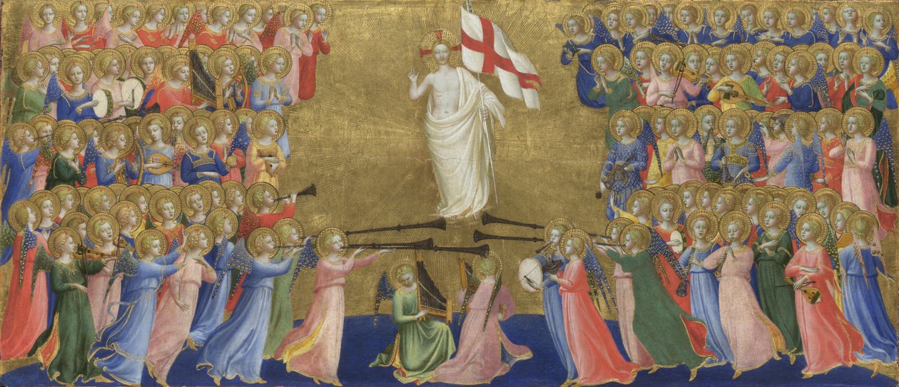 Fiesole San Domenico Altarpiecen paneeli, Kristus kirkastettu taivaan oikeudessa, n. 1423-1424 tekijältä Fra Giovanni Angelico da Fiesole