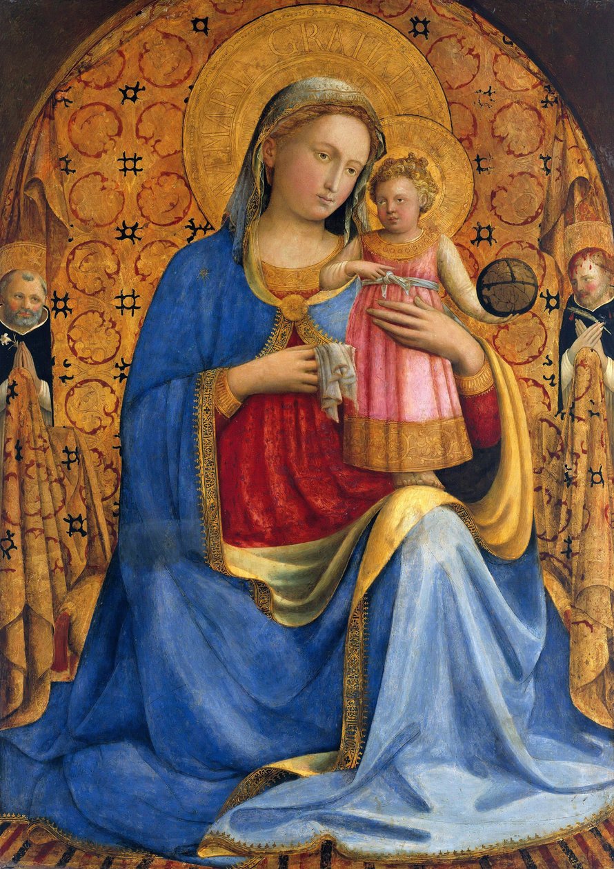 Madonna ja lapsi pyhien Dominic ja Peter marttyyri Madonna dell Umilitá, n. 1433 tekijältä Fra Giovanni Angelico da Fiesole
