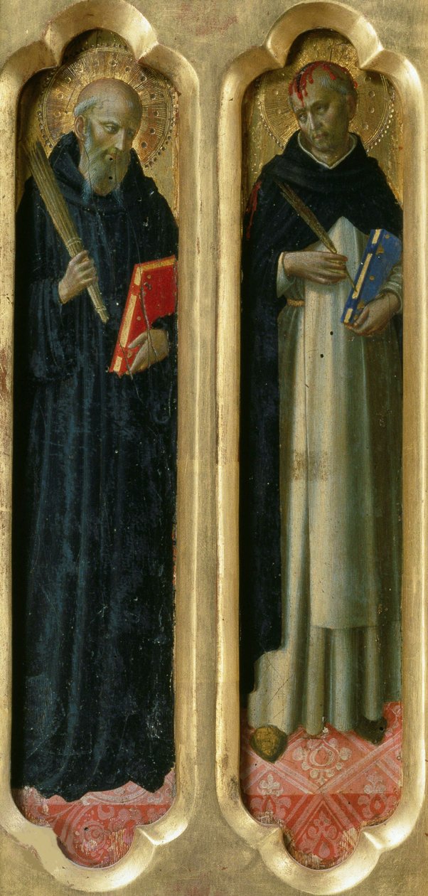 Pyhät Benedictus ja Pietari marttyyri Perugian alttaritaulusta, noin 1437. tekijältä Fra Giovanni Angelico da Fiesole