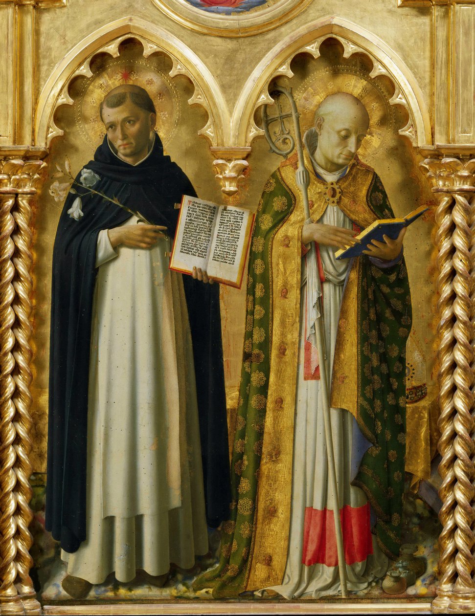 Pyhät Dominicus ja Nikolaus Barilainen Perugian alttaritaululta, noin 1437. tekijältä Fra Giovanni Angelico da Fiesole