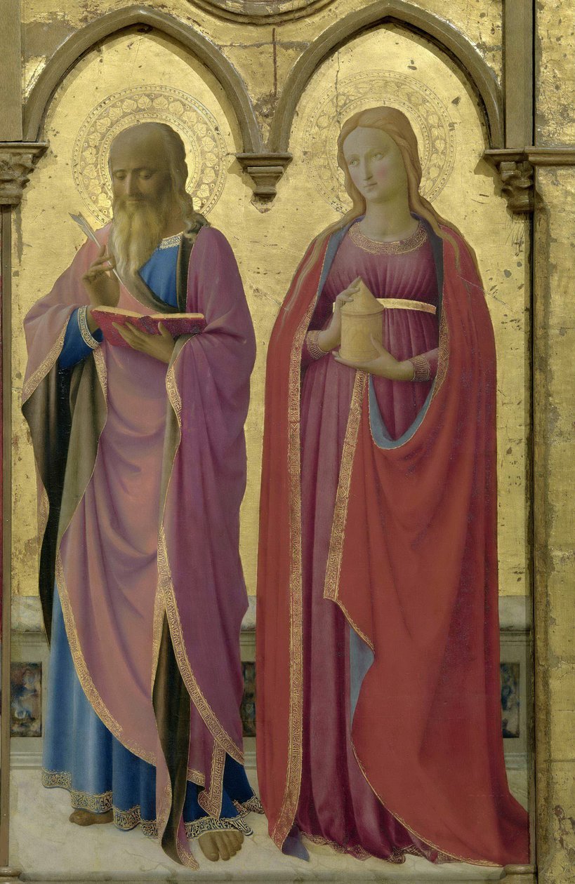Pyhät Matteus ja Maria Magdalena. Cortona polyptyykki, noin 1437. tekijältä Fra Giovanni Angelico da Fiesole