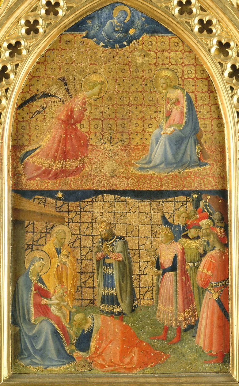 Ilmoitus ja tietäjien palvonta, n. 1433-1434. tekijältä Fra Giovanni Angelico da Fiesole