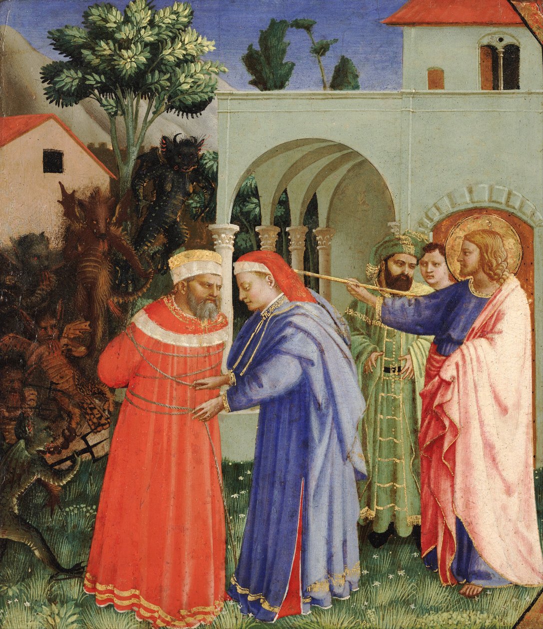 Apostoli pyhä Jaakob Suuri vapauttaa taikuri Hermogenesin tekijältä Fra Giovanni Angelico da Fiesole