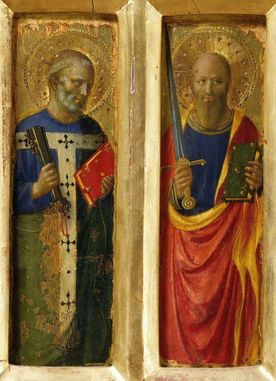 Apostolit Pietari ja Paavali Perugian alttaritaululta, noin 1437. tekijältä Fra Giovanni Angelico da Fiesole