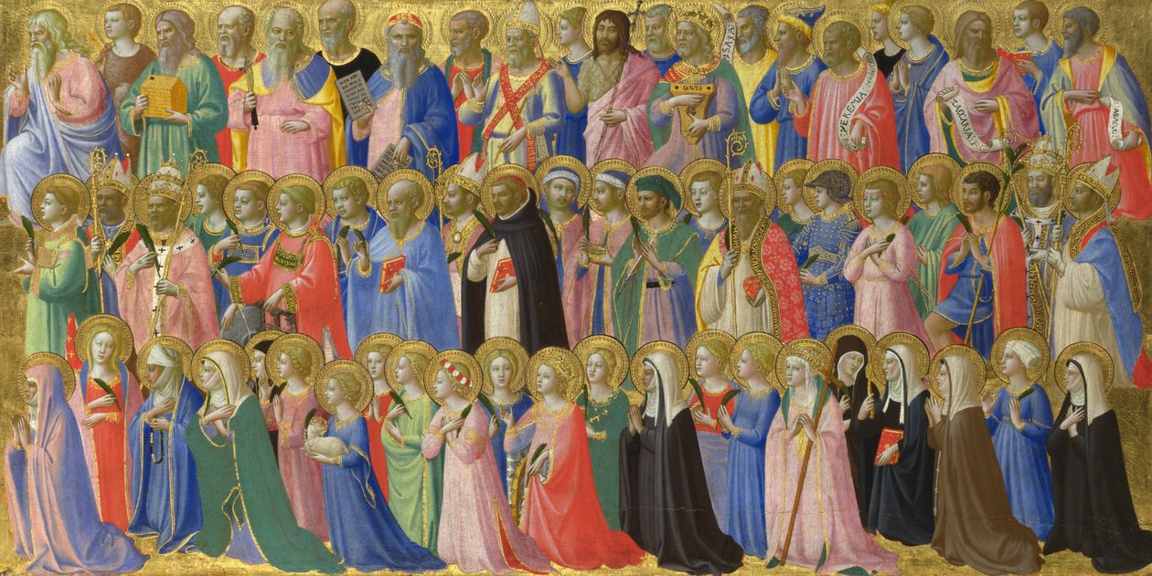 Kristuksen edelläkävijät pyhien ja marttyyrien kanssa -paneeli Fiesole San Domenico -alttaritaulusta, n. 1423-1424 tekijältä Fra Giovanni Angelico da Fiesole