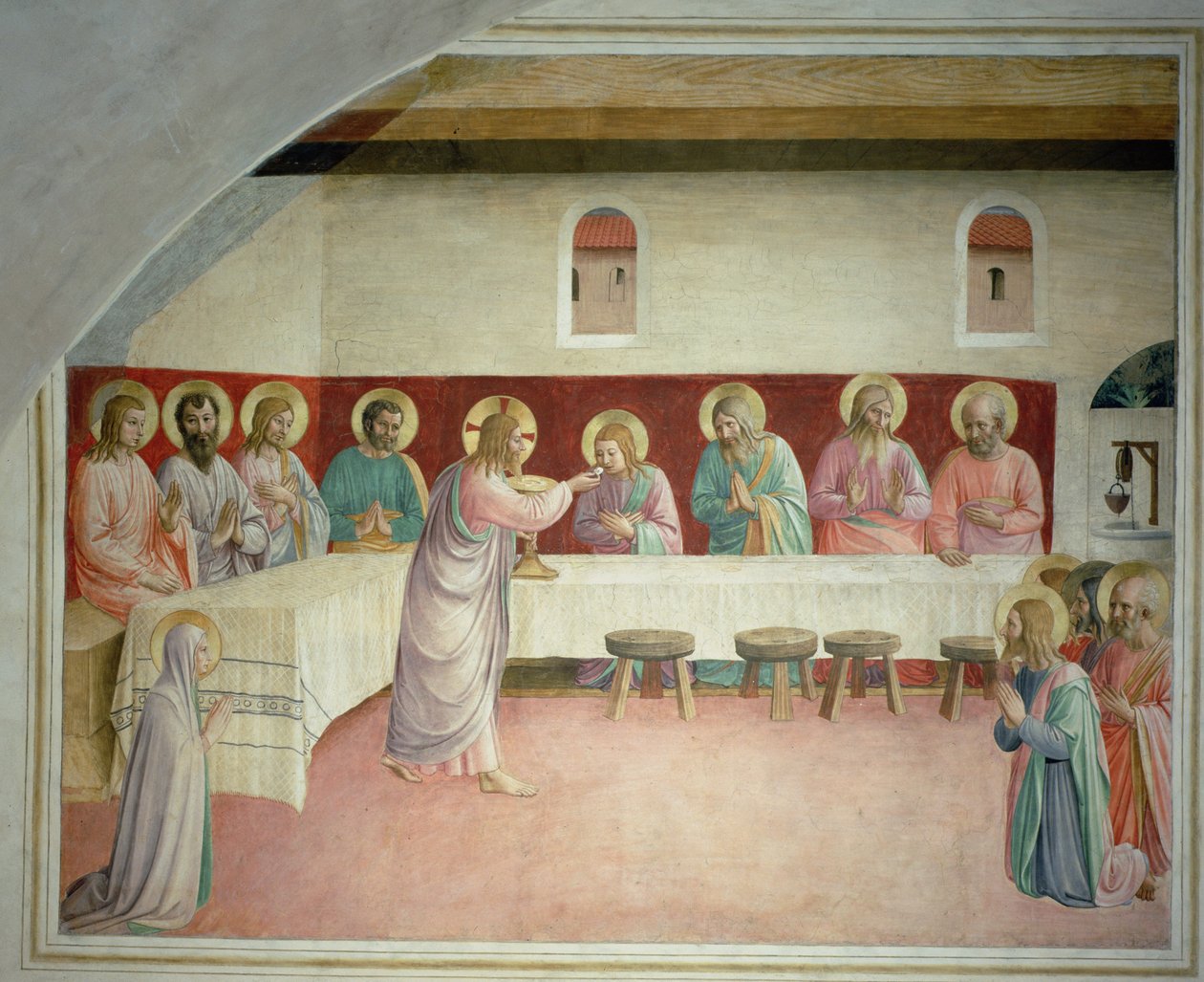 Pyhä ehtoollinen ja viimeinen ehtoollinen tekijältä Fra Giovanni Angelico da Fiesole