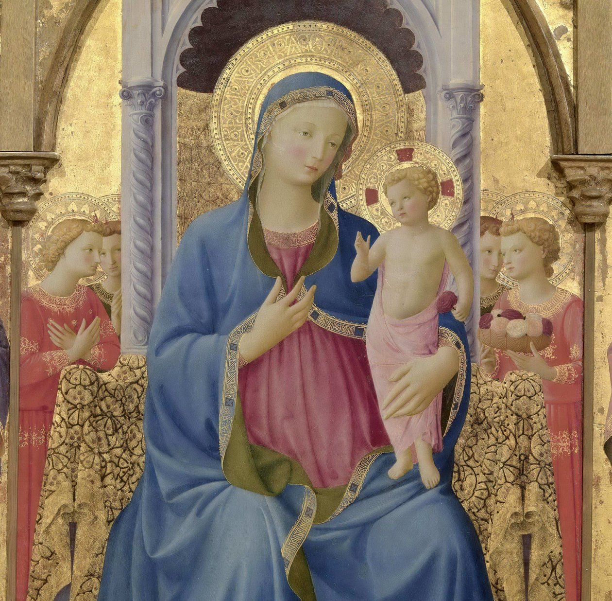 Neitsyt ja lapsi. Cortona Polyptych Yksityiskohta keskipaneelista, n. 1437. tekijältä Fra Giovanni Angelico da Fiesole