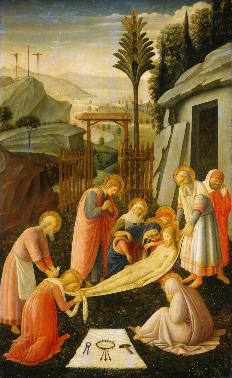 Kristuksen hautaaminen, noin 1450 (tempera poppelipaneelille). tekijältä Fra & Lippi F (c.1406-69) Angelico