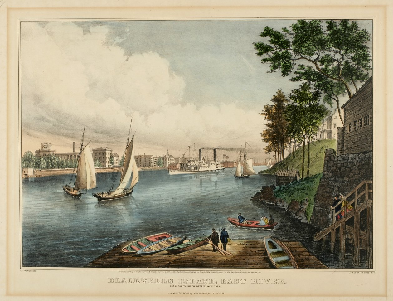 Blackwells Island, East River. Kahdeksankymmentäkuusi kadulta, New York, 1862. tekijältä Frances Flora Bond Palmer