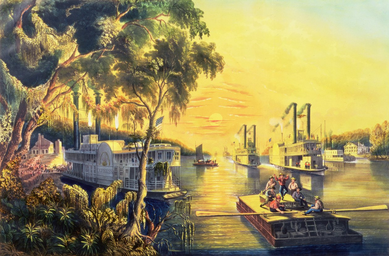 The Mississippi in the Time of Peace, pubi. Currier ja Ives, New York, 1865 (katso 87963) tekijältä Frances Flora Bond Palmer