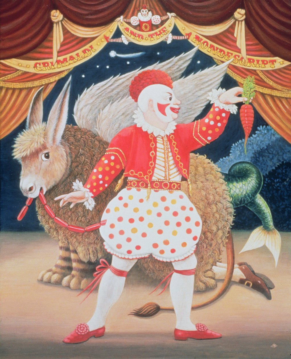 Grimaldi and the Nondescript, 1987 (öljy ja tempera paneelissa) tekijältä Frances Broomfield
