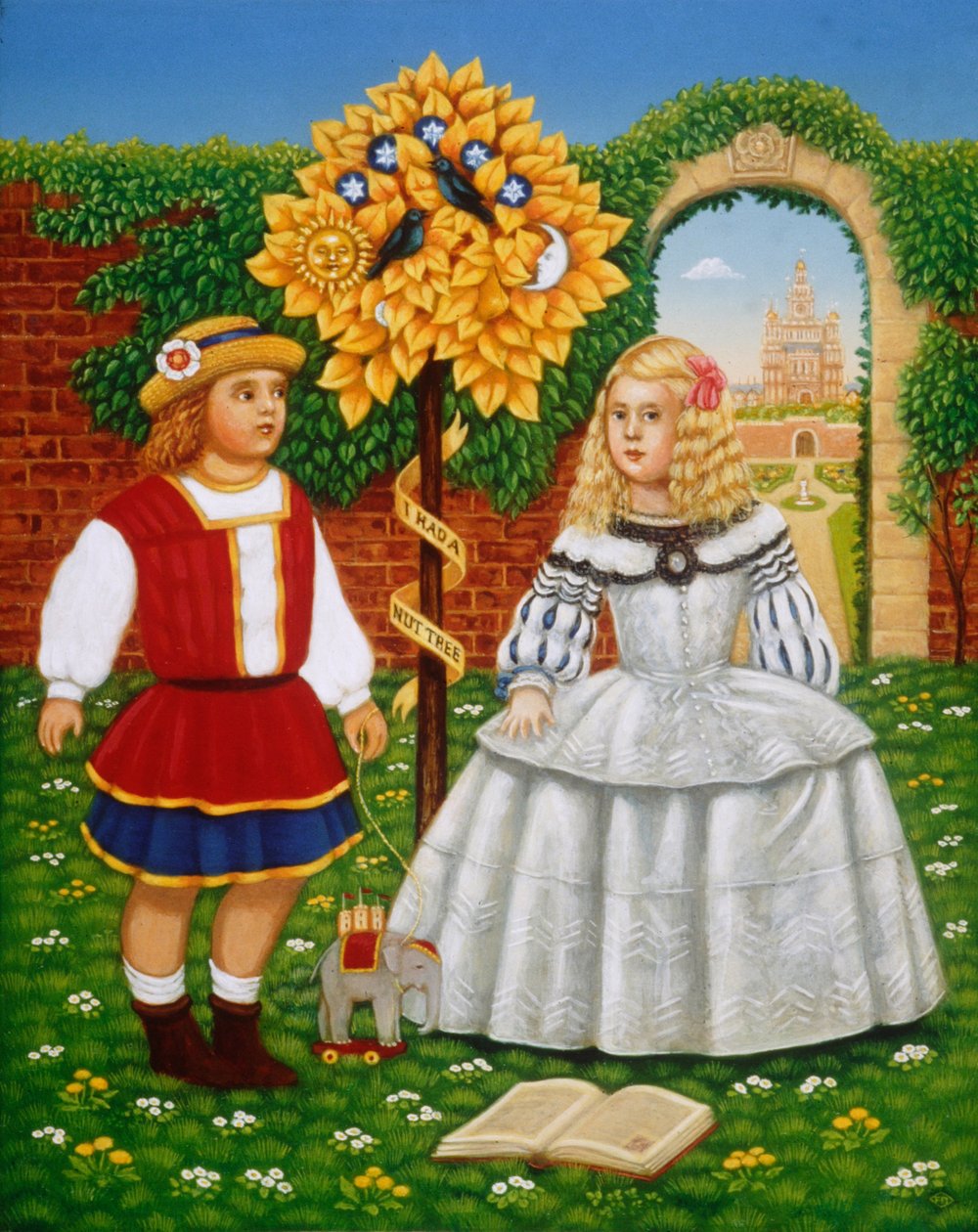 Minulla oli pieni pähkinäpuu, 1995 (öljyt ja tempera paneelissa) tekijältä Frances Broomfield