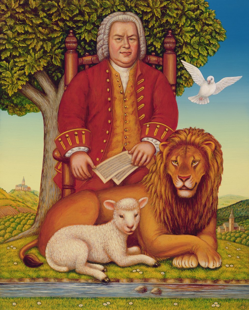 J.S. Bach (1685-1750) Peaceable Kingdom, 2000 (öljy ja tempera taulussa) tekijältä Frances Broomfield