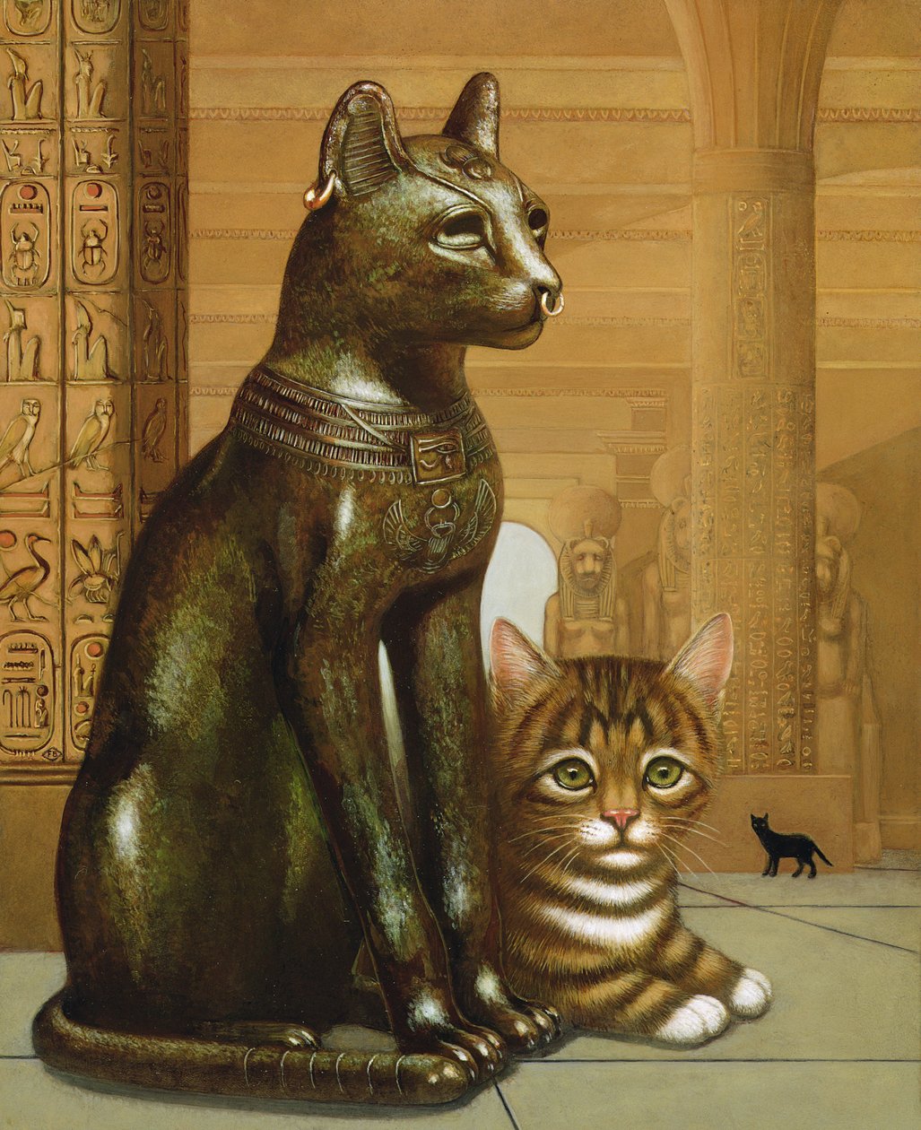 Mike the British Museum Kitten, 1995 (öljy ja tempera paneelissa) tekijältä Frances Broomfield