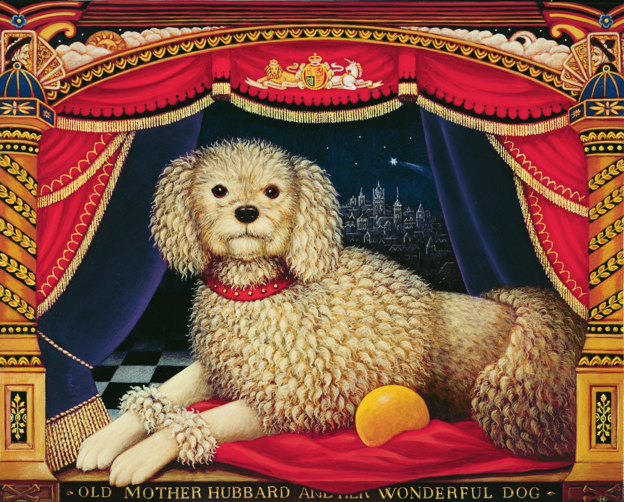 Old Mother Hubbards Wonderful Dog, 1998 (öljy ja tempera paneelissa) tekijältä Frances Broomfield