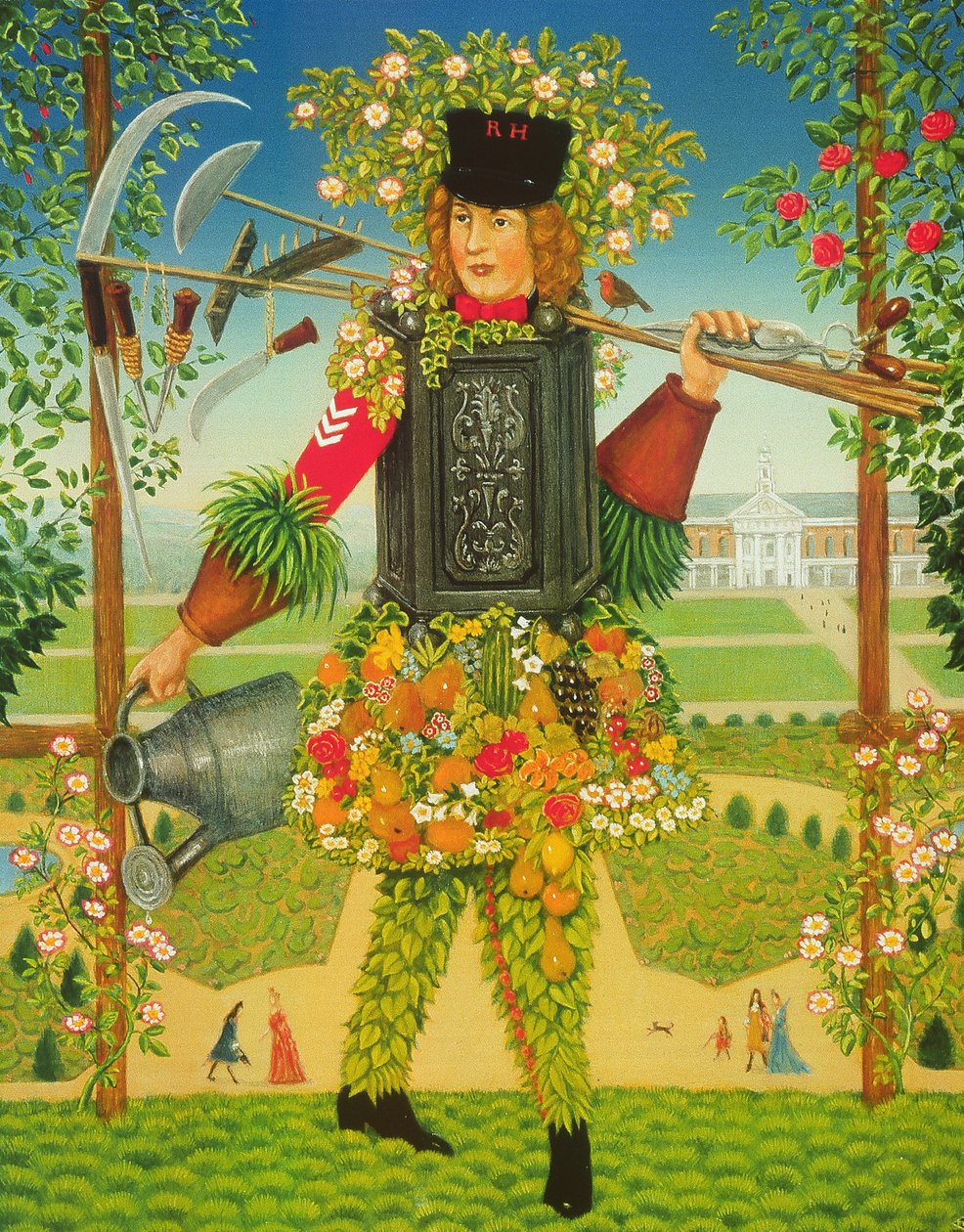 Chelsea Gardener, 1995 (öljy ja tempera paneelissa) tekijältä Frances Broomfield